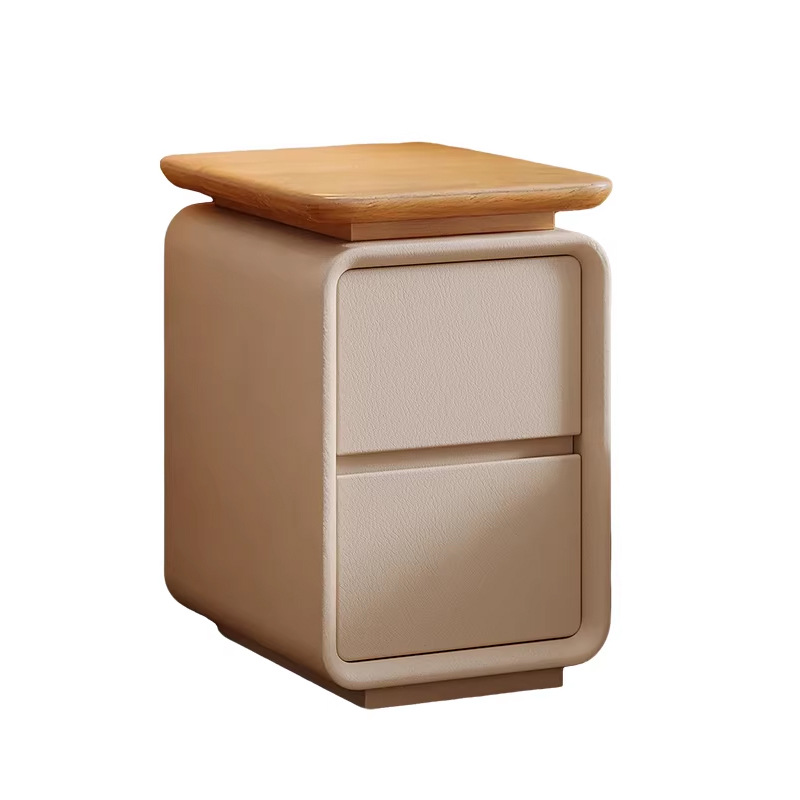 Cream-colored small no-installation bedside table 42 01