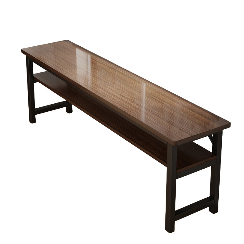 Double narrow long computer desk against the wall 1