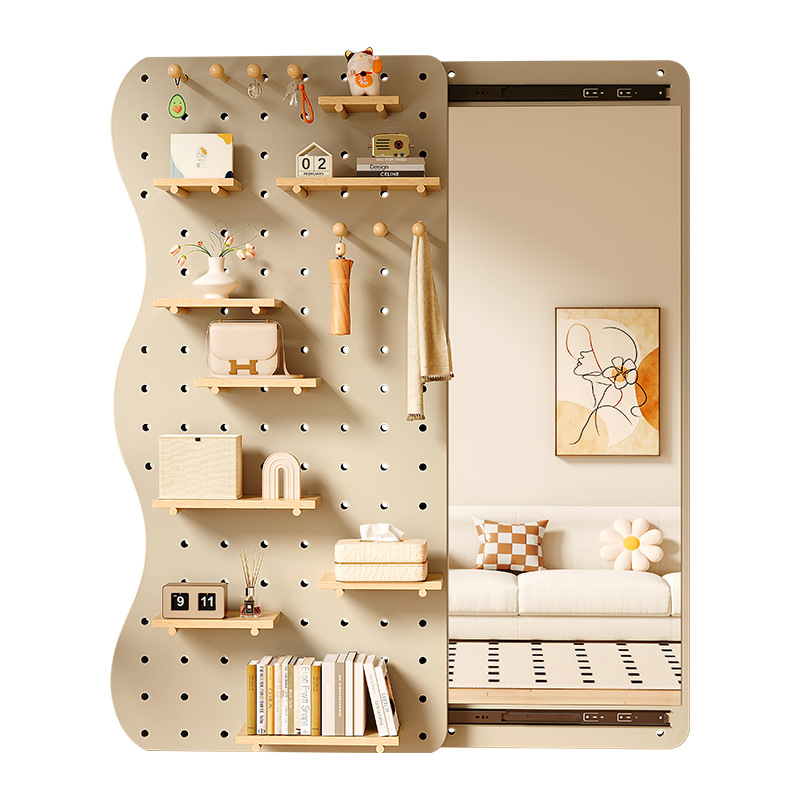 Entryway pegboard shelf with  dressing mirror 56 02