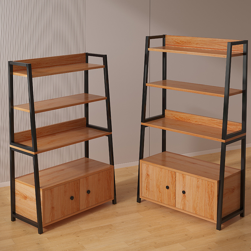 Floor-standing storage rack with cabinet doors 48 01