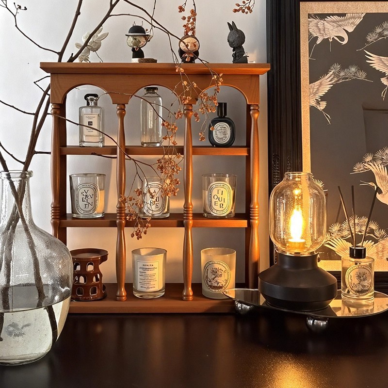 French retro solid wood cup wall-mounted shelf 53 02