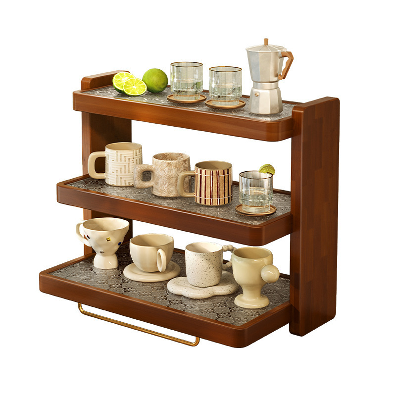 Retro solid wood cup storage rack 50 02