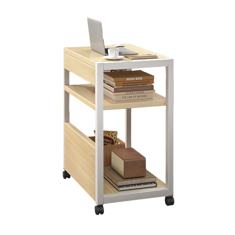 Simple movable storage shelf next to home sofa 20