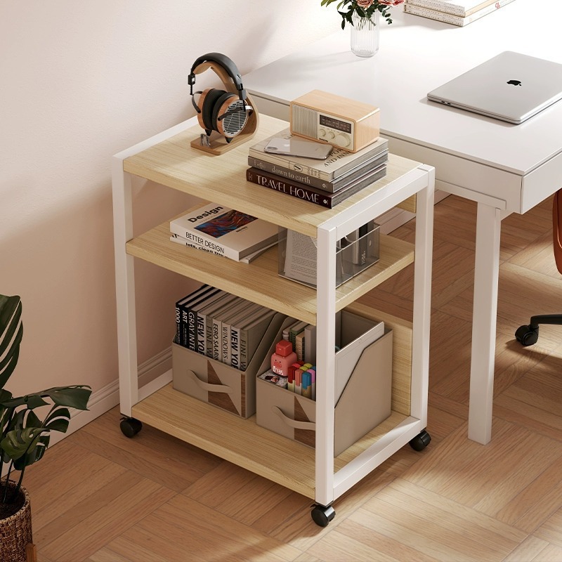 Simple movable storage shelf next to home sofa 20